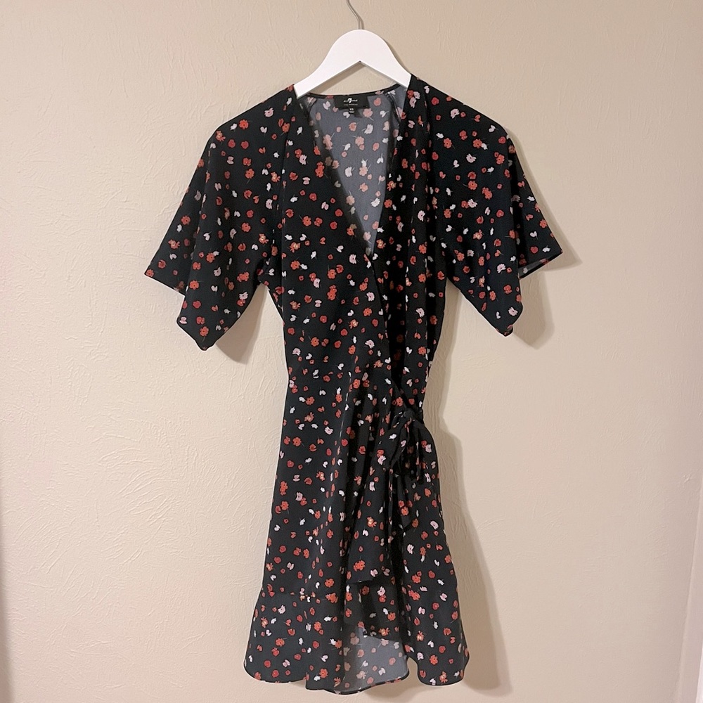 Black Floral Wrap Dress